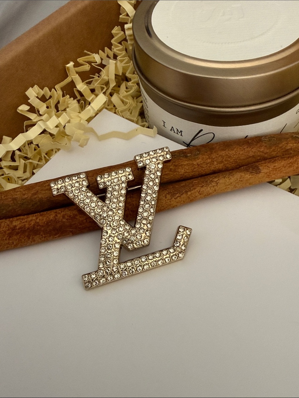 Fashion Jewelry Crystal-Studded Brooch in Gold Tone